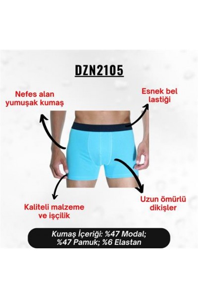 Klasik Turkuaz Erkek Boxer - DZN2105