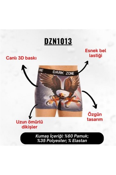 Kartal Desenli 3D Boxer - DZN1013