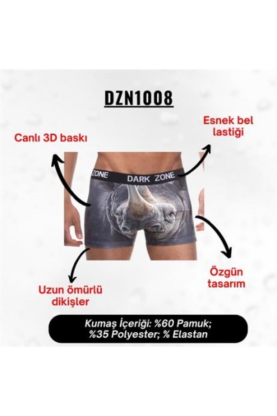 Gergedan Desenli 3D Boxer - DZN1008