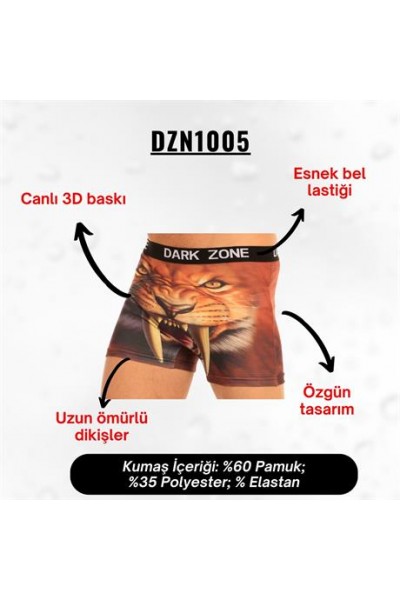 Aslan Desenli 3D Boxer - DZN1005