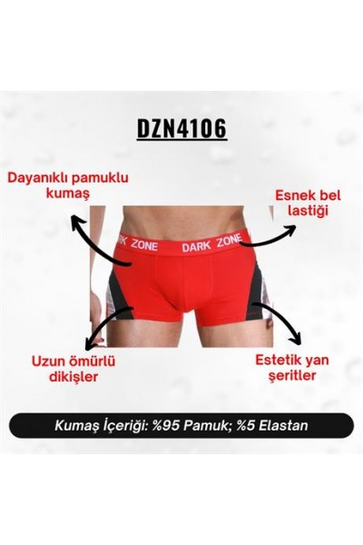 Kırmızı Parçalı Desenli Erkek Boxer - DZN4106