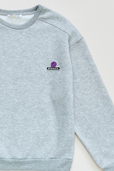 Sticker Baskılı Kız Çocuk Sweatshirt