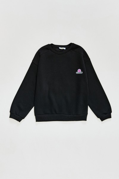 Sticker Baskılı Kız Çocuk Sweatshirt