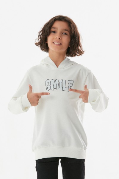 Smile Yazı  Baskılı Kapüşonlu Kız Çocuk Sweatshirt