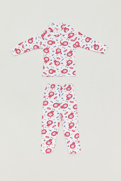 Baskılı Bebe Yaka Unisex Çocuk Pijama Takımı