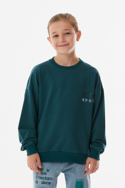 Yılan Baskılı Bisiklet Yaka Erkek Çocuk Sweatshirt