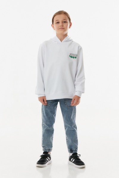 Ayıcık Baskılı Kapüşonlu Sweatshirt