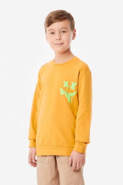 Baskılı Bisiklet Yaka Erkek Çocuk Sweatshirt