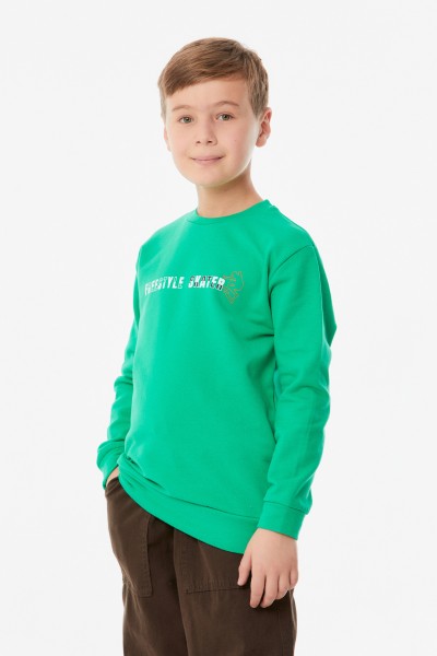 Önü Ve Arkası Baskılı Erkek Çocuk Sweatshirt