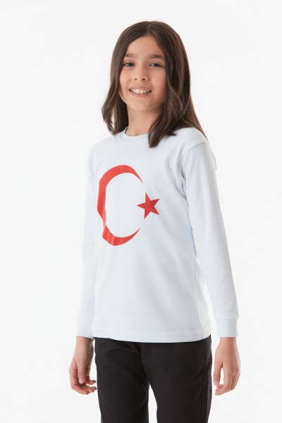 Türk Bayrağı Baskılı Çocuk Sweatshirt