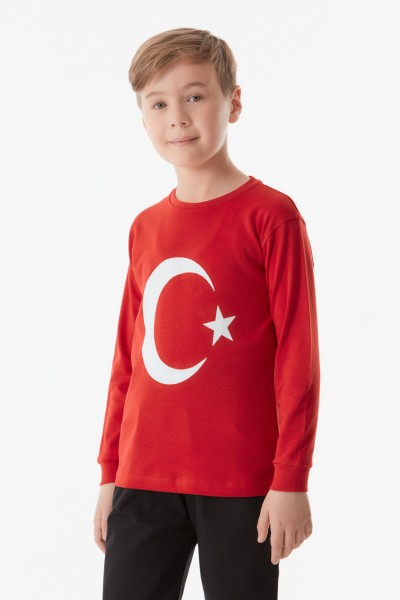 Türk Bayrağı Baskılı Çocuk Sweatshirt