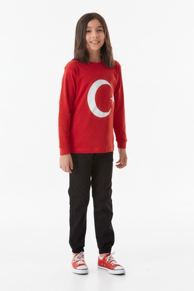 Türk Bayrağı Baskılı Çocuk Sweatshirt