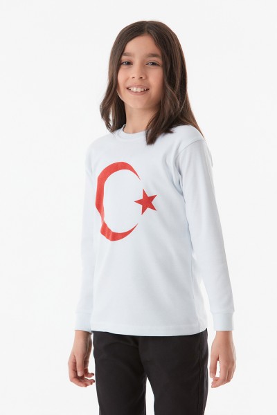 Türk Bayrağı Baskılı Çocuk Sweatshirt