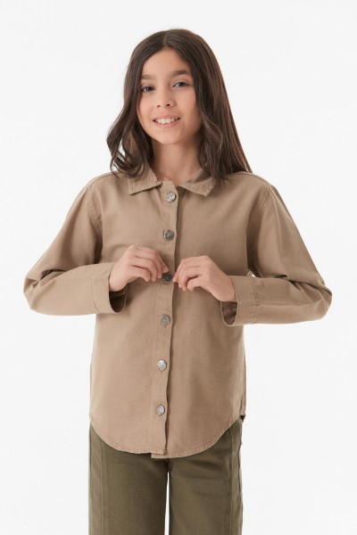 Basic Düğmeli Kız Çocuk Gömlek