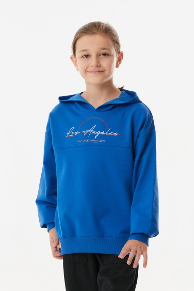Los Angeles Baskılı Kapüşonlu Erkek Çocuk Sweatshirt