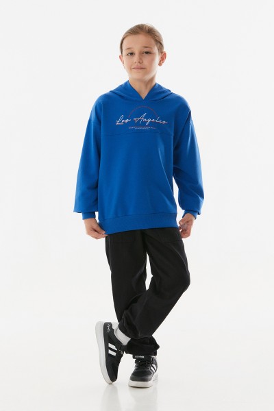 Los Angeles Baskılı Kapüşonlu Erkek Çocuk Sweatshirt