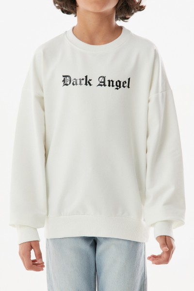 قميص من النوع الثقيل مطبوع عليه Dark Angel برقبة دائرية للفتيات