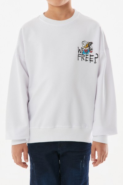 Baskılı Bisiklet Yaka Erkek Çocuk Sweatshirt