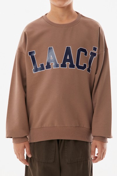 Laaci Baskılı Bisiklet Yaka Erkek Çocuk Sweatshirt