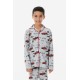 Baskılı Gömlek Yaka Unisex Pijama Takımı
