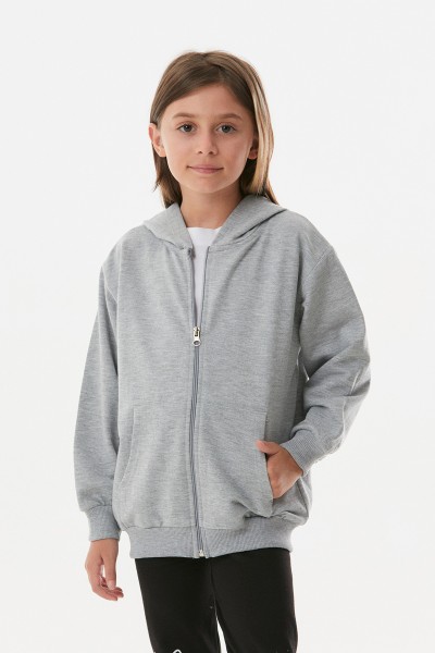 Basic Fermuarlı Unisex Çocuk Sweatshirt