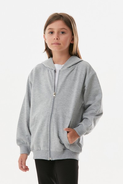 Basic Fermuarlı Unisex Çocuk Sweatshirt