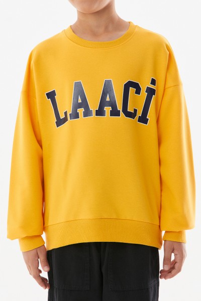 Laaci Baskılı Bisiklet Yaka Erkek Çocuk Sweatshirt