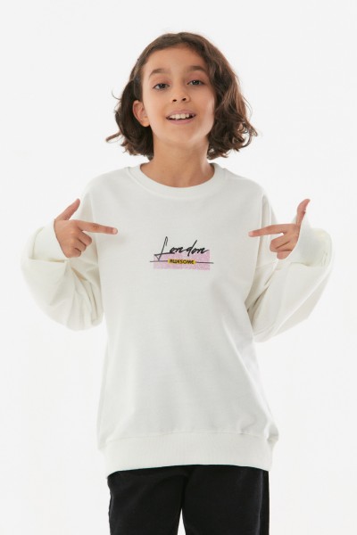 Awesome Yazı  Baskılı  Kız Çocuk Sweatshirt