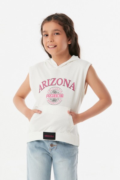 Arizona Baskılı Kapüşonlu Kız Çocuk Tişört