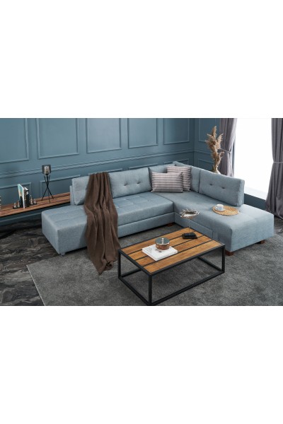 KRN058607 أريكة سرير زاوية على طراز المنامة باللون الأزرق على اليمين