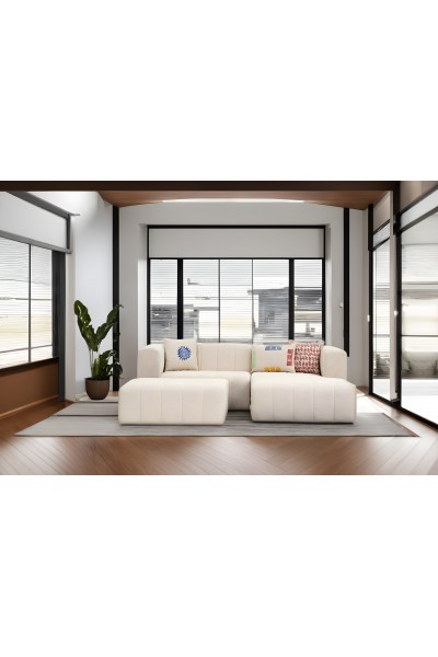 KRN058874 Beyza Mini Corner Sofa كريمي على اليمين